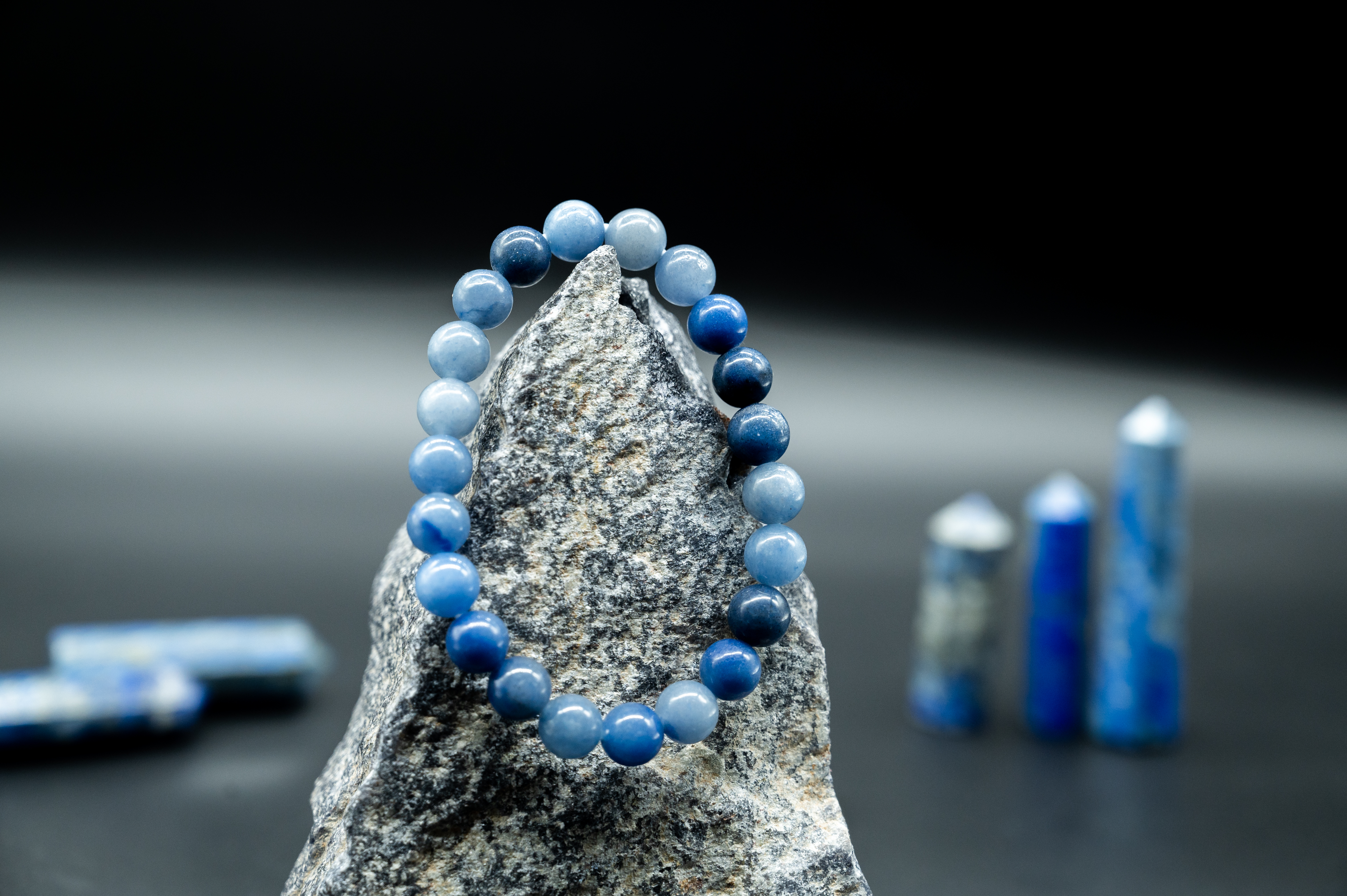 Blue Aventurine Healing Bracelet with Silver Toggle Clasp